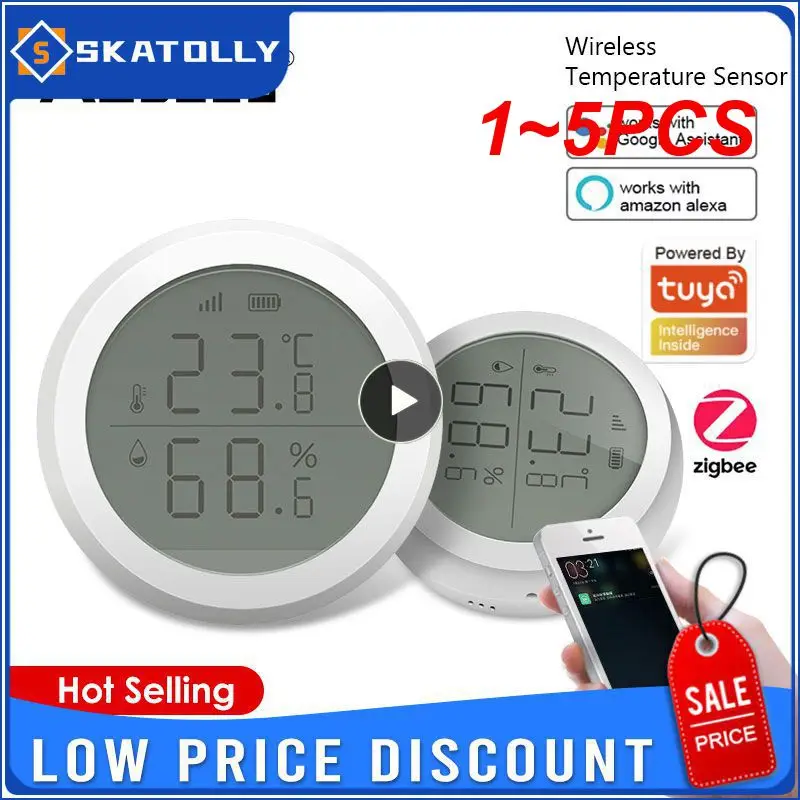 

1~5PCS Tuya Smart ZigBee Temperature and Humidity Sensor Smart Life APP Control Indoor Humidity Detector Works with ZigBee