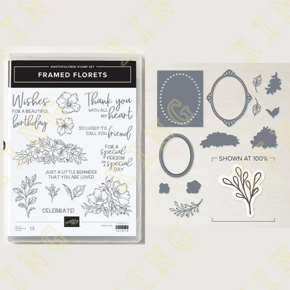 

Framed Florets Metal Cutting Dies Clear Stamps Scrapbook Diary Secoration Embossing Stencil Template Diy Greeting Card Handmade