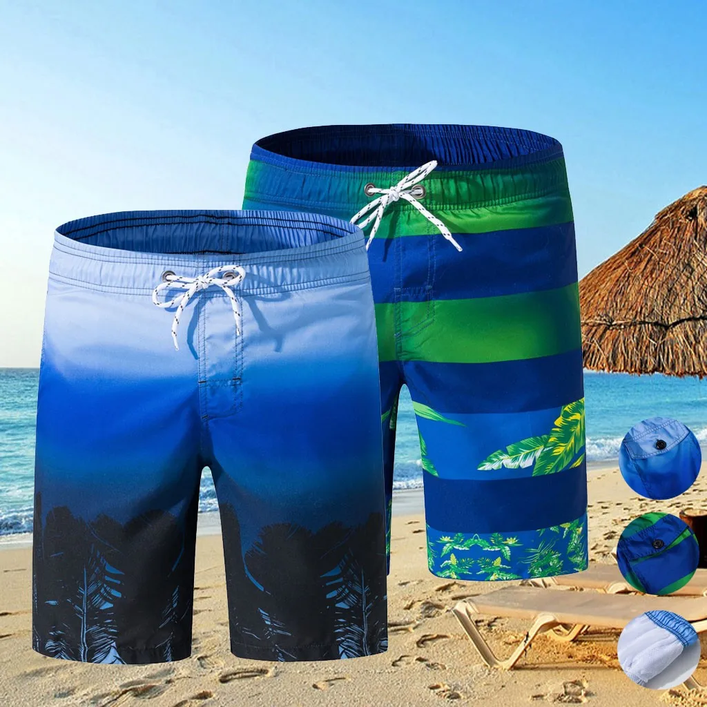

Шорты мужские быстросохнущие с принтом, хлопок, модные пляжные короткие штаны для серфинга, бега, с эластичным поясом, летние