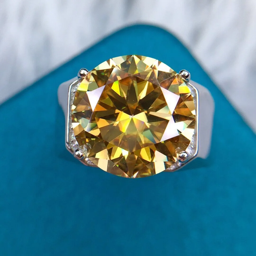 

New Moissanite Diamond Ring Male Domineering 10 Carat Golden Yellow Couple Marriage Proposal Pair Ring To Send Boyfriend