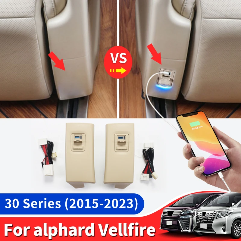 

For Toyota Alphard Vellfire 30 Series 2015-2023 2022 Change Seat USB Charger Interior upgraded Accessories Fast Dual Interface
