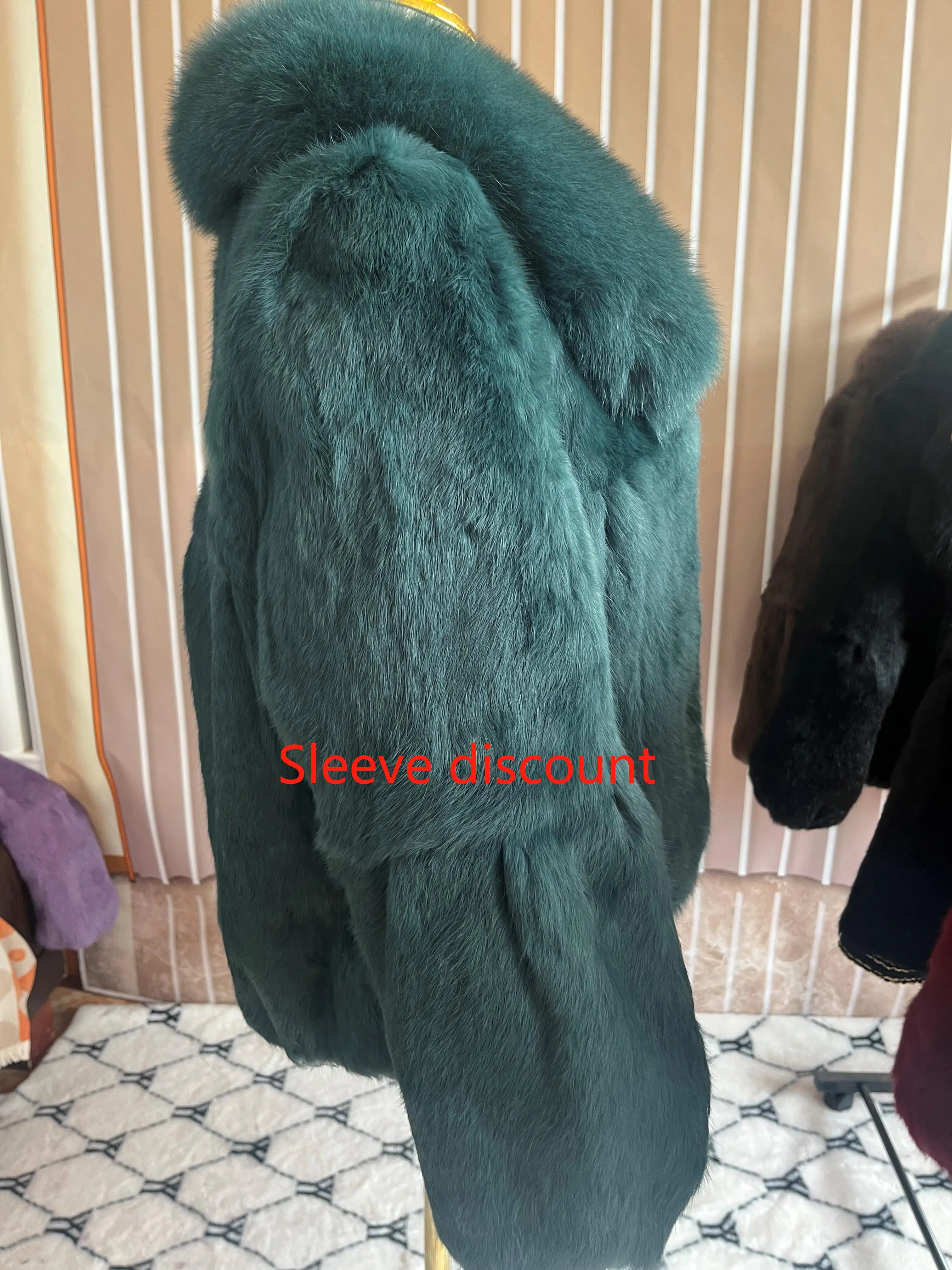 Fur coat Women real fur winter Fashion Angora rabbit hair Fur and Fox Large Fur Collar new outerwear natural fur luxury clothes