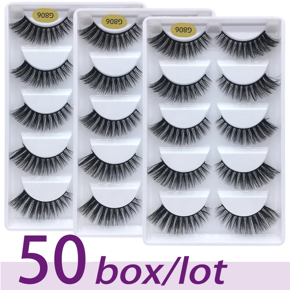 

50 Boxes 5 Pairs Multipack 3D Mink Lashes False Eyelashes Handmade Wispy Fluffy Long Lashes Natural Eye Makeup Eye Lashes G806
