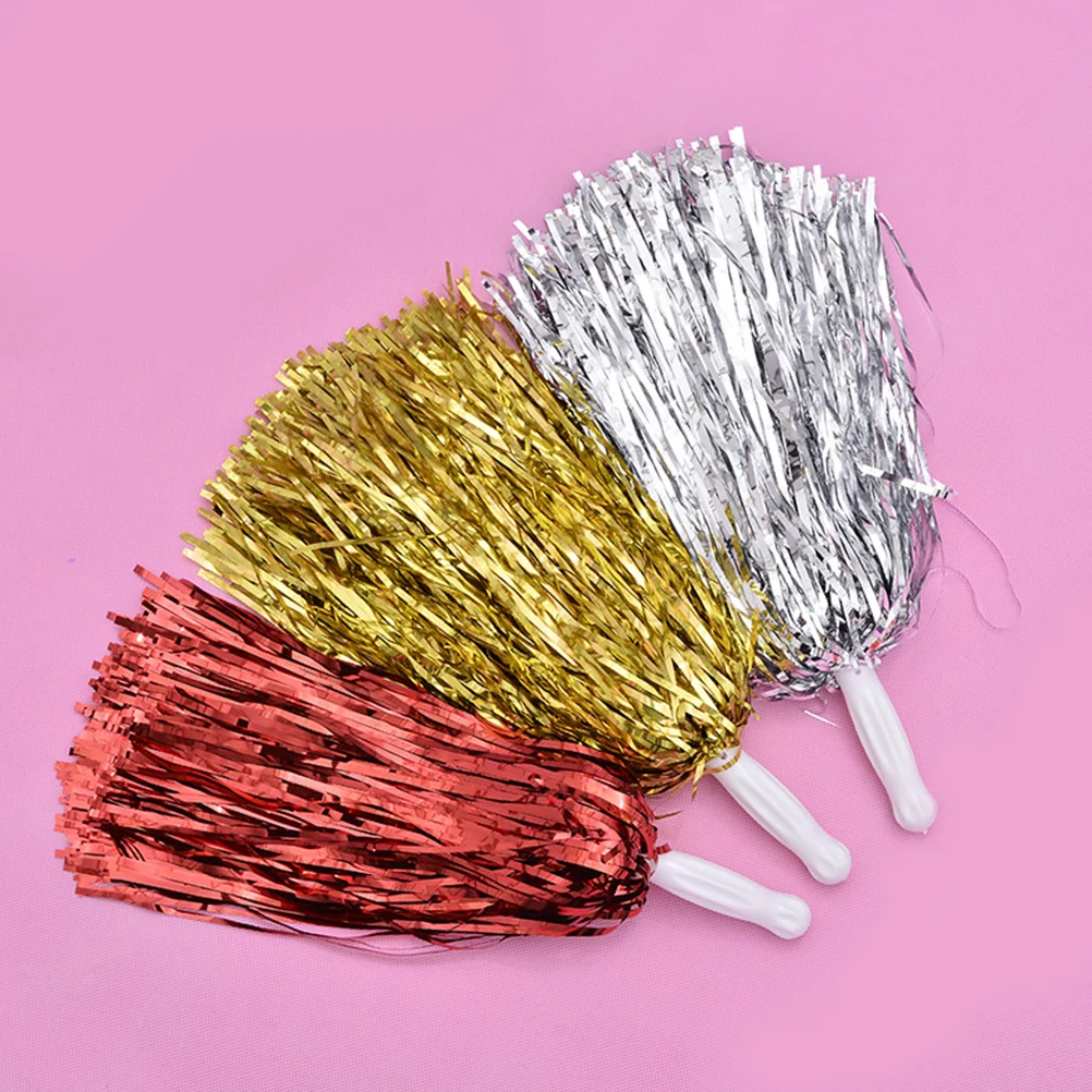 

Pom Poms Pompom Cheer Diyfoil Ring Dance Cheerleading Party Girl Cheering Hand Flowersmetallic