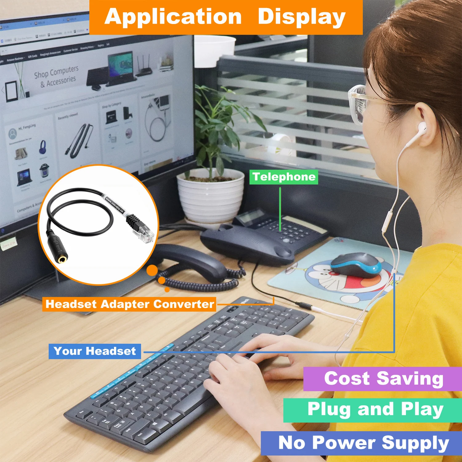 Адаптер для наушников VoiceJoy RJ9/RJ10 к женскому смартфону 3 5 мм разъем RJ9 Для Yealink T20P T22P