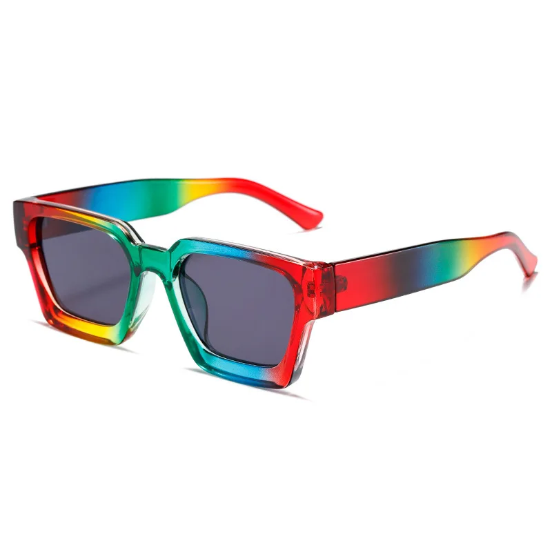 

Солнцезащитные очки в стиле панк для мужчин и женщин, модные солнечные аксессуары в радужной квадратной оправе, в винтажном стиле, с защитой от ультрафиолета, золотистые и Серебристые, 2023