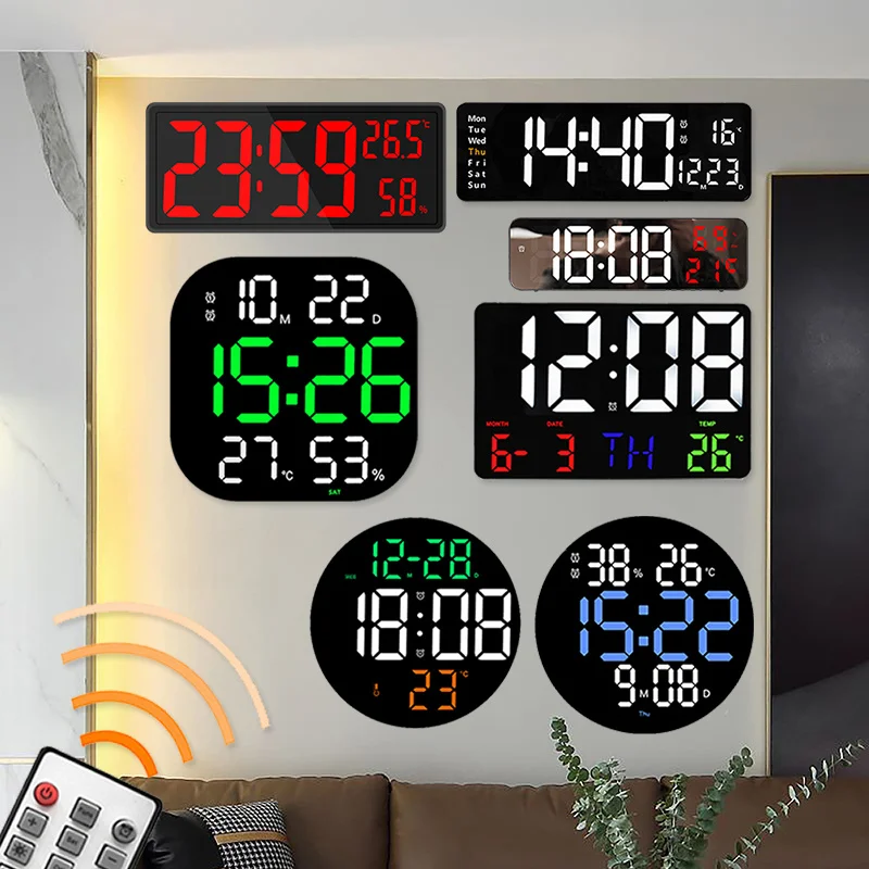 

Horloge murale numérique à grand écran LED, affichage de la température, de la date et du jour, horloge électronique avec