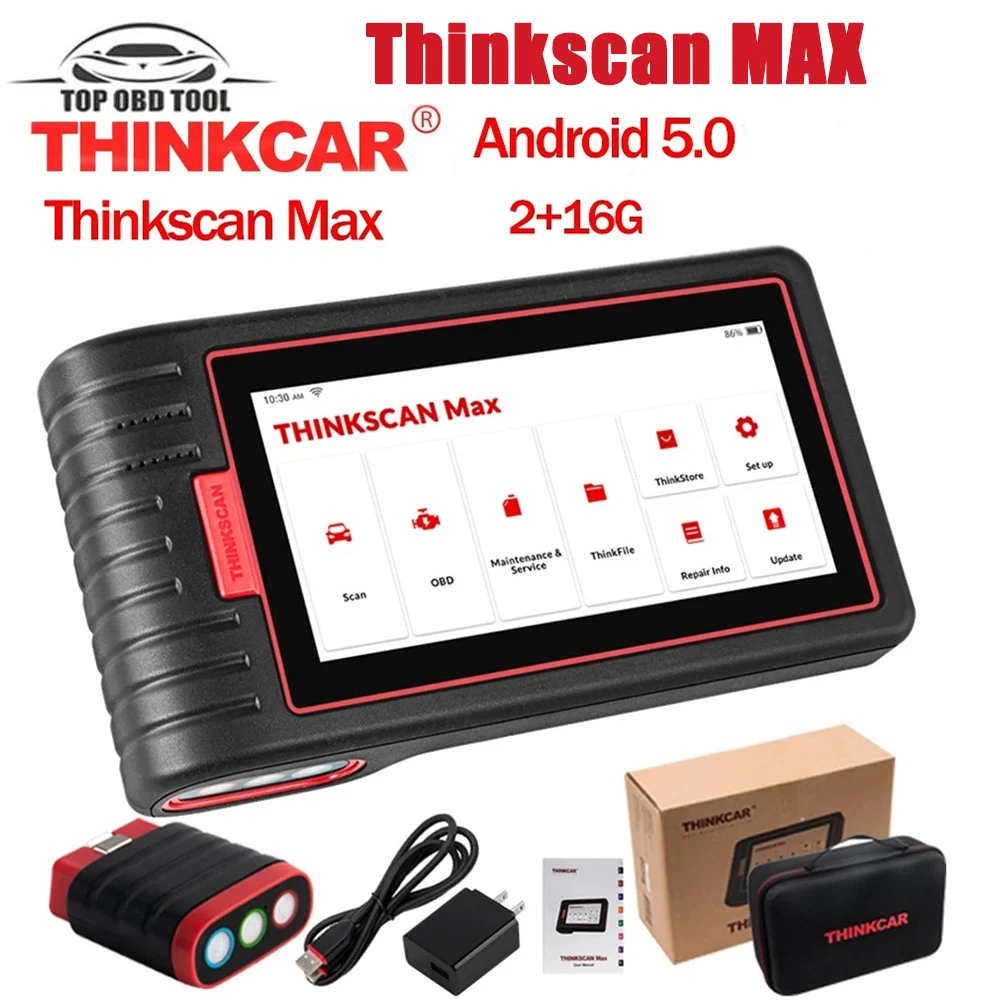 Новый THINKCAR THINKSCAN MAX OBD считыватель кодов, полный диагностический инструмент системы с VIN Scan ECU программирование A/F сброс, автоматический сканер PK CRP909