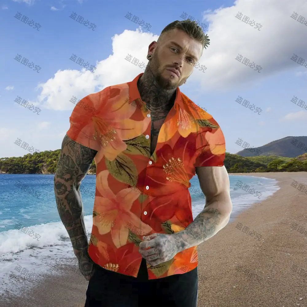 

Men's Casual Shirt Shirts Luxury Man Shirt Blouse Trendy Vintage Clothes Seaside Travel Wear Hawaiian Fashion Social Gulf Shirt