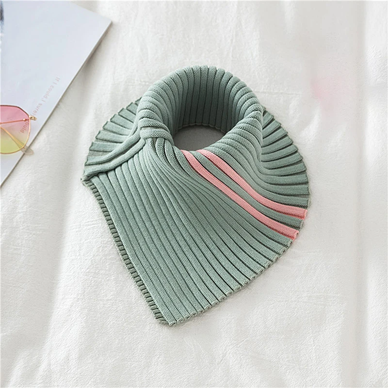 

Winter Knitted Fake Collar Scarf With Wooden Ears Women Turtleneck Knitted False Fake Collar Detachable Scarf Winter Windproof