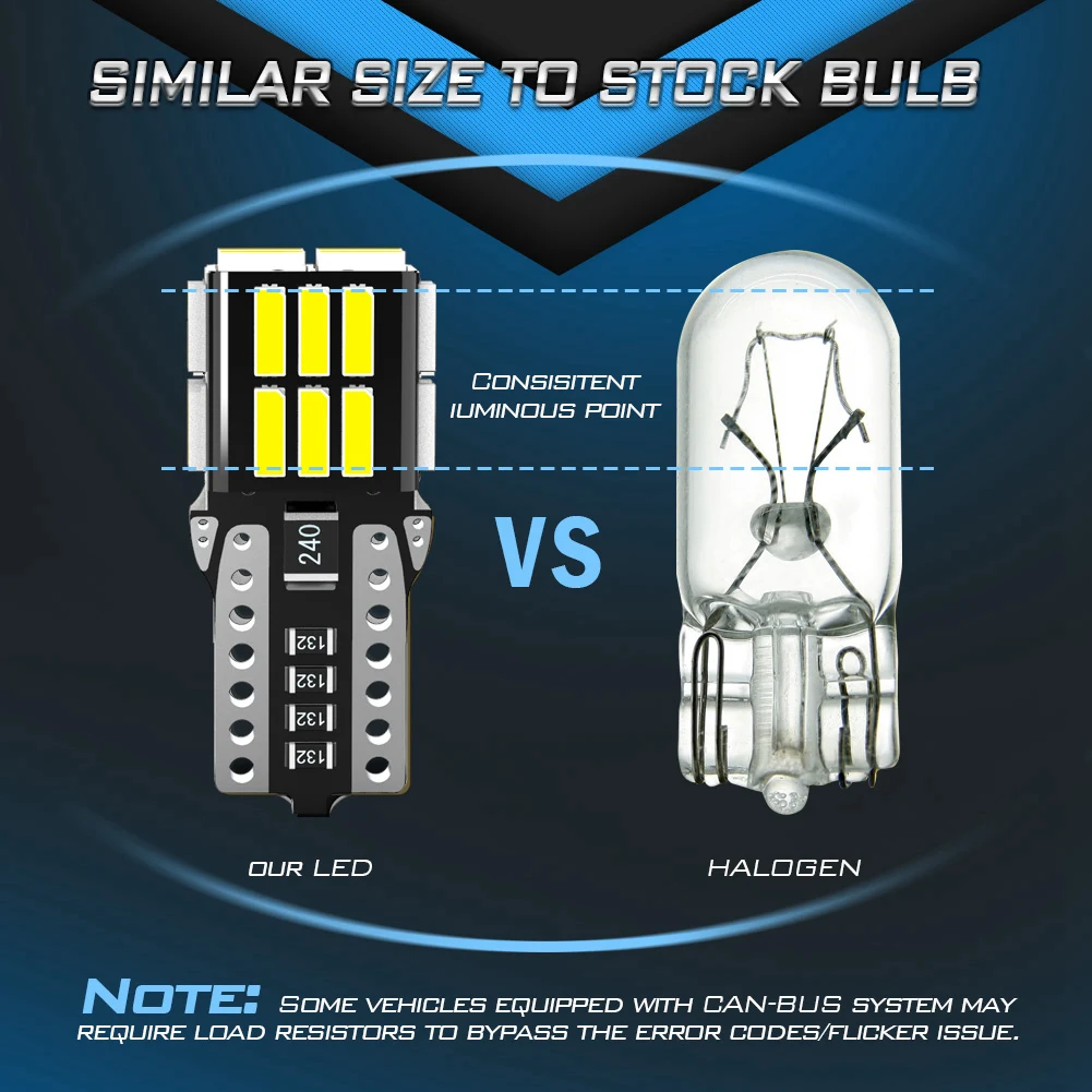 Фото 4 шт. T10 W5W светодиодные лампы s 4014SMD Canbus без ошибок 194 168 автомобильный внутренний светильник номерной знак парковочный боковой фонарь №2