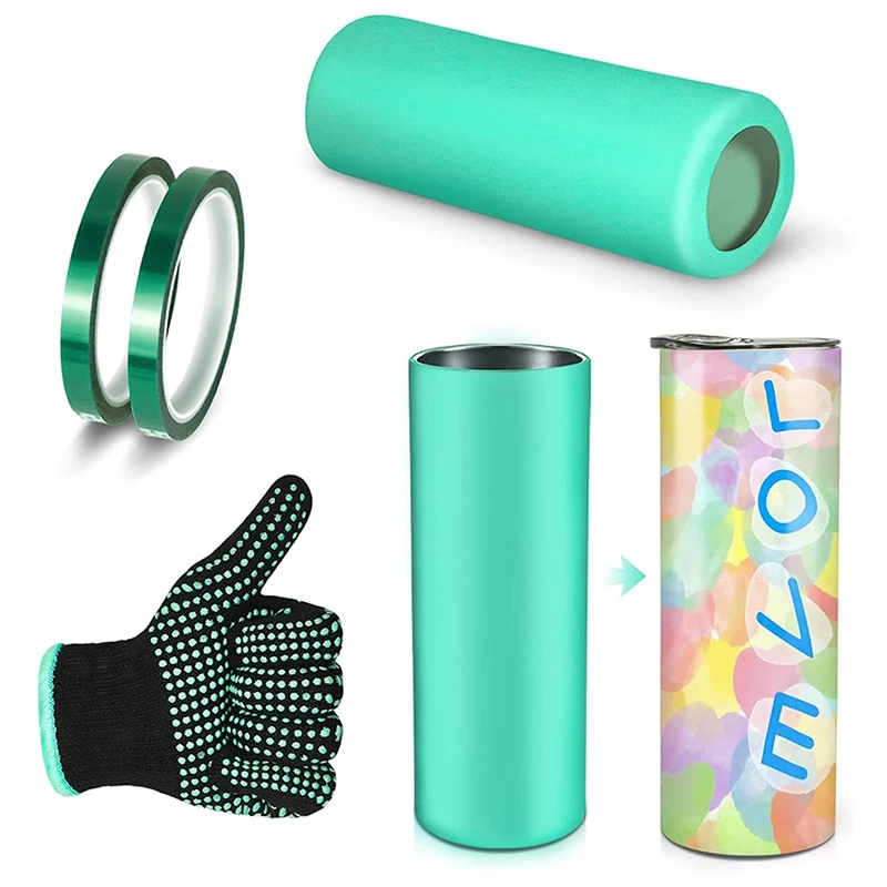 

Sublimation Tumblers Silicone Bands Sleeve Kit For 30 Oz Skinny Straight Blanks Cups With Heat Resistant Gloves,Transfer