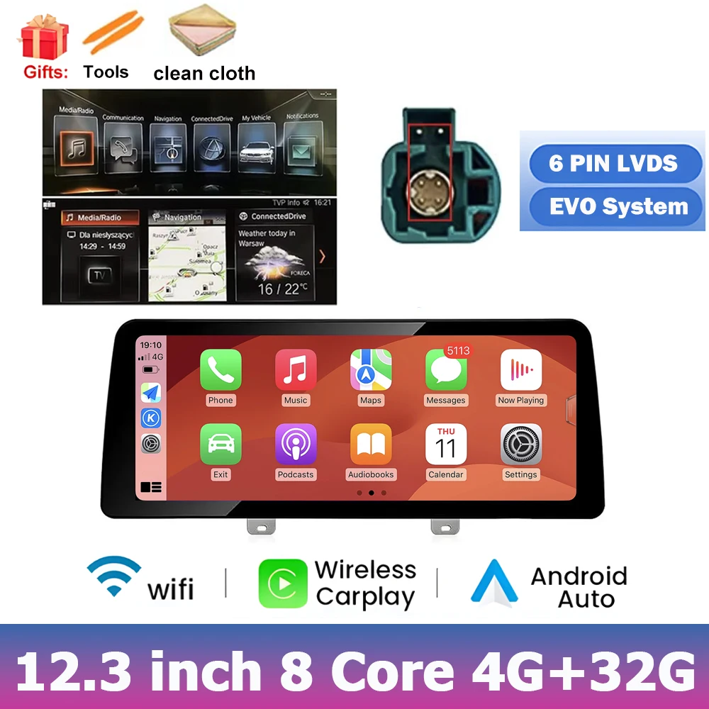 

Для BMW 5 серии G30 G31 G32 G38 2018-2019 Система EVO CarPlay Android Авто Автомобильный плеер Мультимедиа WIFI 4G GPS-навигация Авто BT