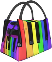 colorful piano music rainbow lunch bags reusable insulated lunch box zipper cooler tote bag for workpicniccamping