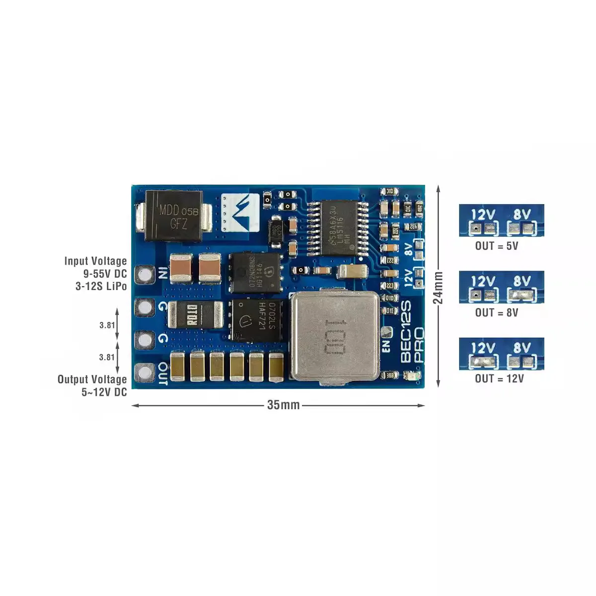 Модель самолета MATEK BEC 12S-PRO модуль снижения напряжения с защитой TVS диапазон