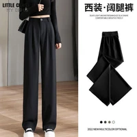 casual high waist loose wide leg pants for women spring autumn new female floor length white suits pants ladies long trousers