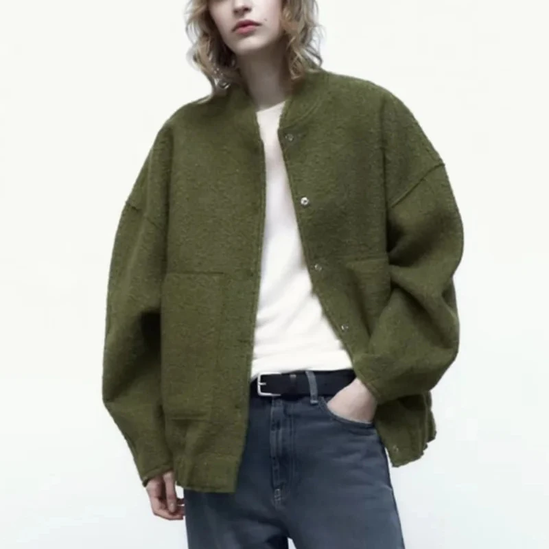 

Весенняя женская куртка, повседневная серая армейская бейсбольная куртка, Женская однобортная куртка-бомбер, зимняя куртка 2023 года