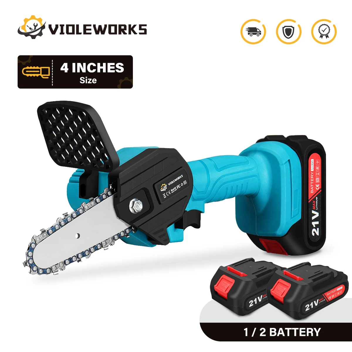 Беспроводная электрическая мини-пила, 4 дюйма, 21 в, литий-ионная батарея 1/2