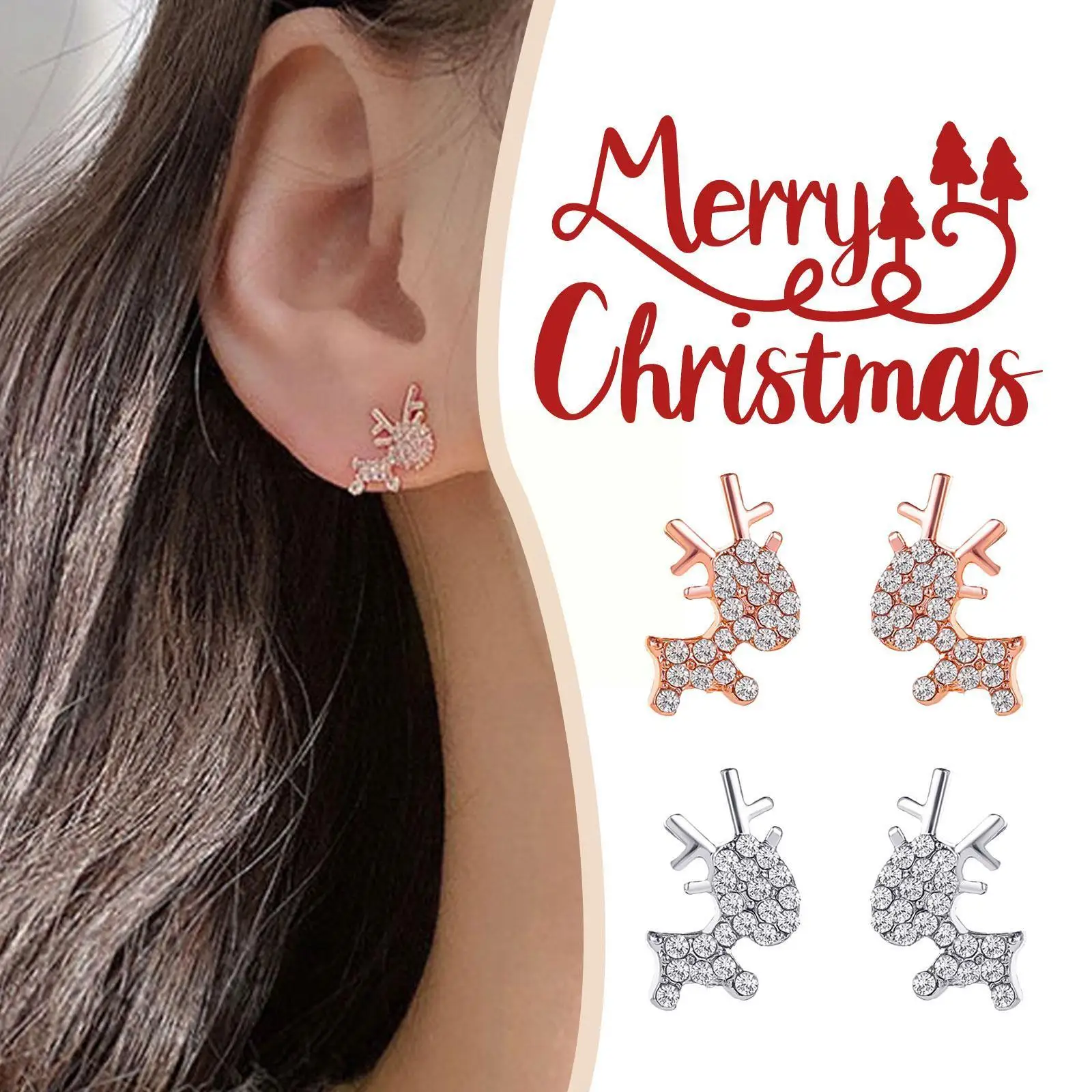 

Alloy Rose Gold Sliver Color Christmas Stud Earrings Earrings Acrylic Glitter 0.55 Earrings Elk Reindeers Inch Gingerbread Z3r4