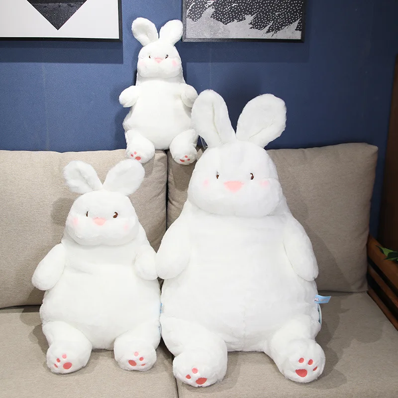

Cartoon Kawaii 2023 New Chubby Lazy Rabbit Plush Toy Creative Simulation White Rabbit Plush Doll Girl Birthday Christmas Gift