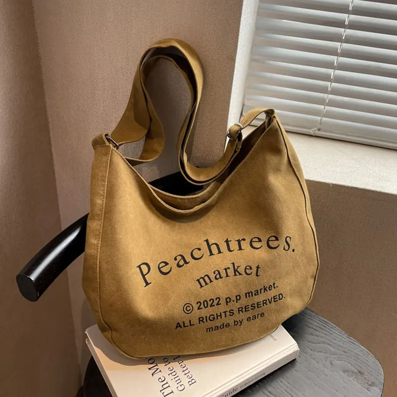 

Women Canvas Shoulder Crossbody Casual Large Capacity Tote Bag For Women 2022 Designer Handbag Trend Female Letter Shopping Bag