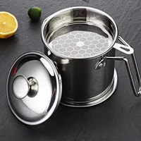 stainless steel oil filter pot kitchen large capacity oil pot with filter screen oil storage tank filter cup