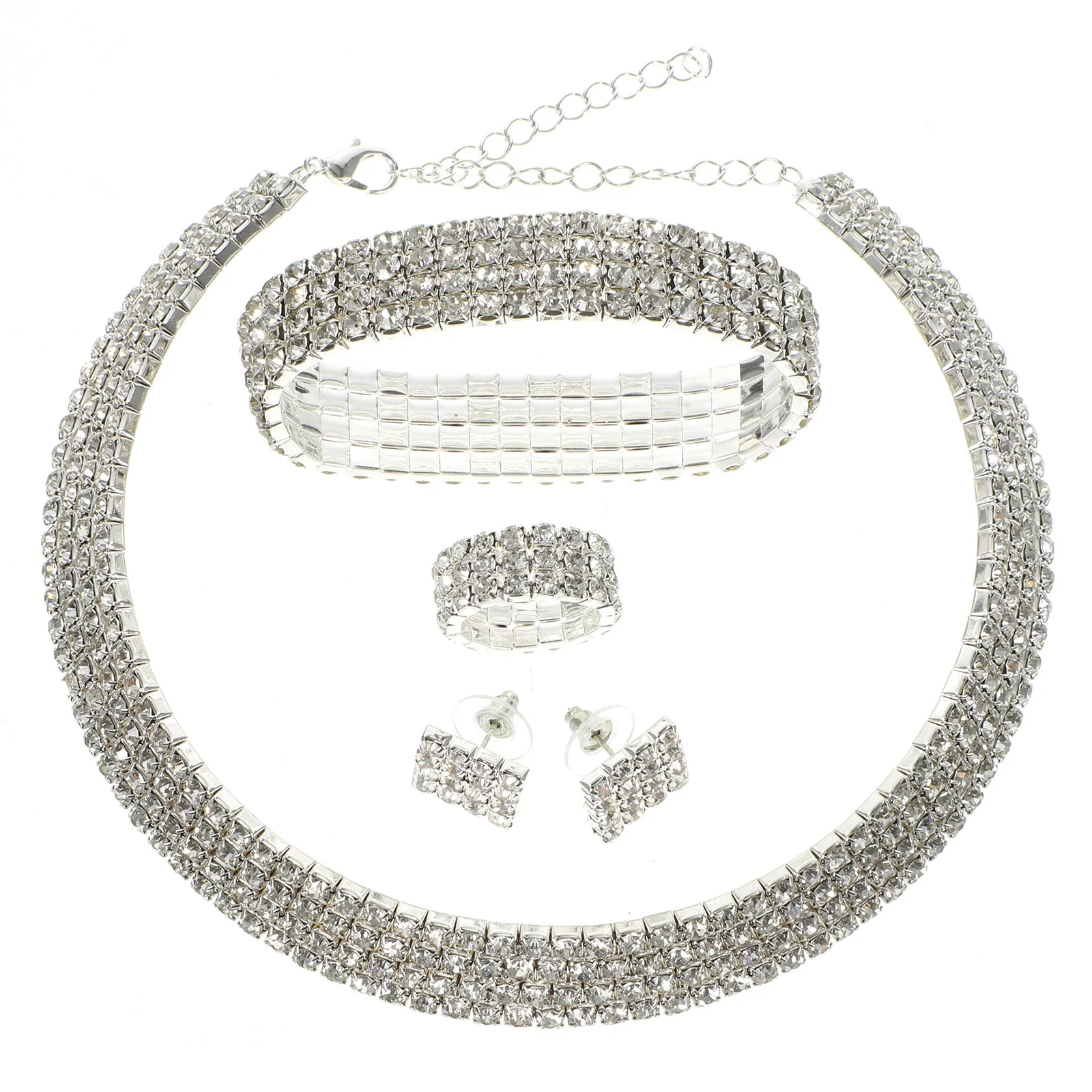 

Claw Chain Earrings Women Finger Girls Rhinestone Necklace Wedding Bride Jewelry