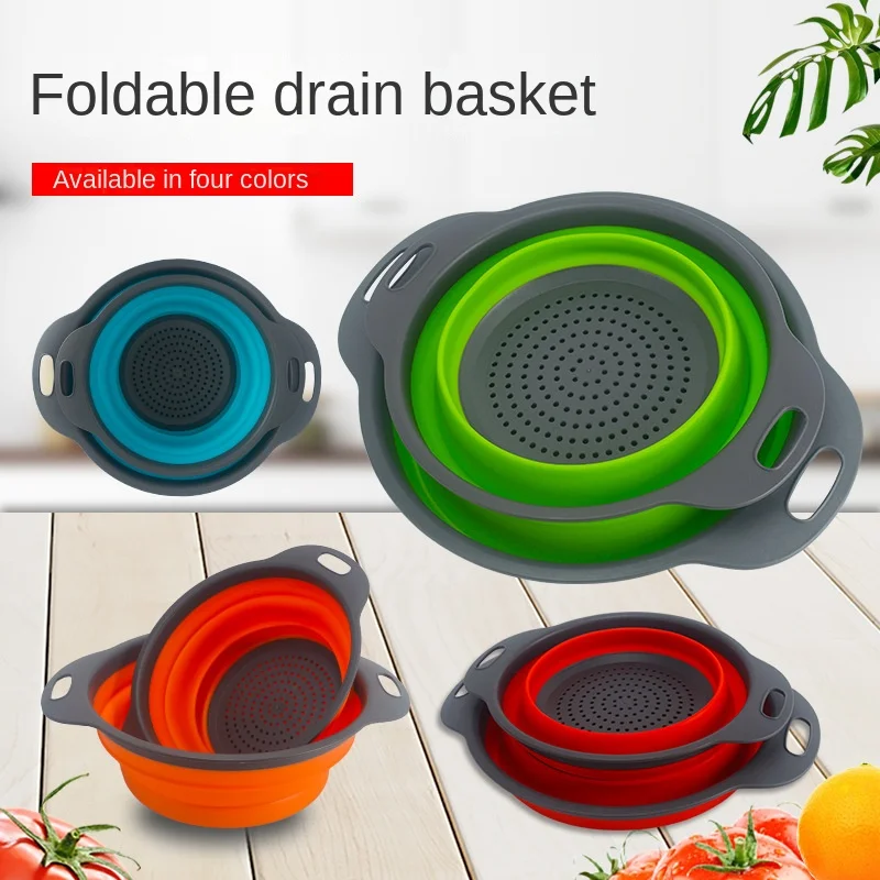 

Foldable Silicone Colander Fruit Vegetable Washing Basket Strainer With Handle Strainer Collapsible Drainer Kitchen Tools