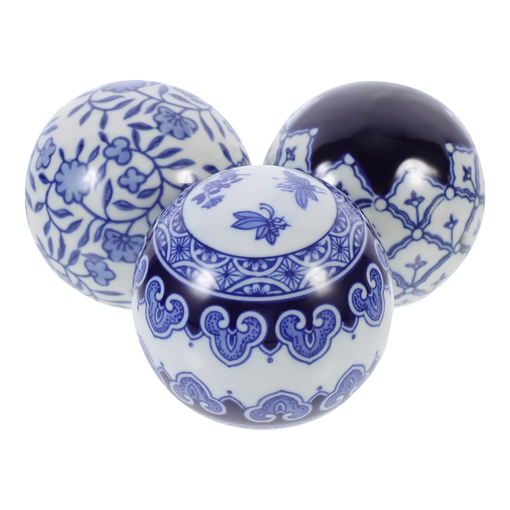 Balls Decorative Ceramic Orbs Porcelain Bluespheres Whitecenterpiece Decorfloating Set Bowl Tank Bowls Fish Sphere Home Small