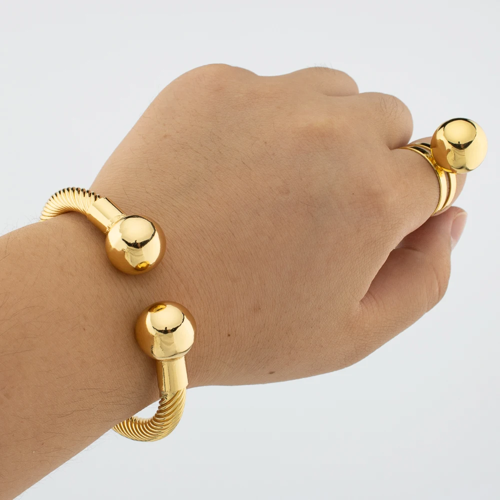 African Fashion Women Jewelry Italian Gold Plated Rings Bracelet Earrings Sets Wedding Necklace Pendant Dubai Pendant Party Gift