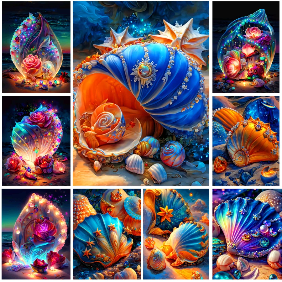 

Dream Rose Beach Shells Diamond Painting Diy Full diamond Mosaic Embroidery Cross Stitch Kits Rhinestone Picture newest Home art