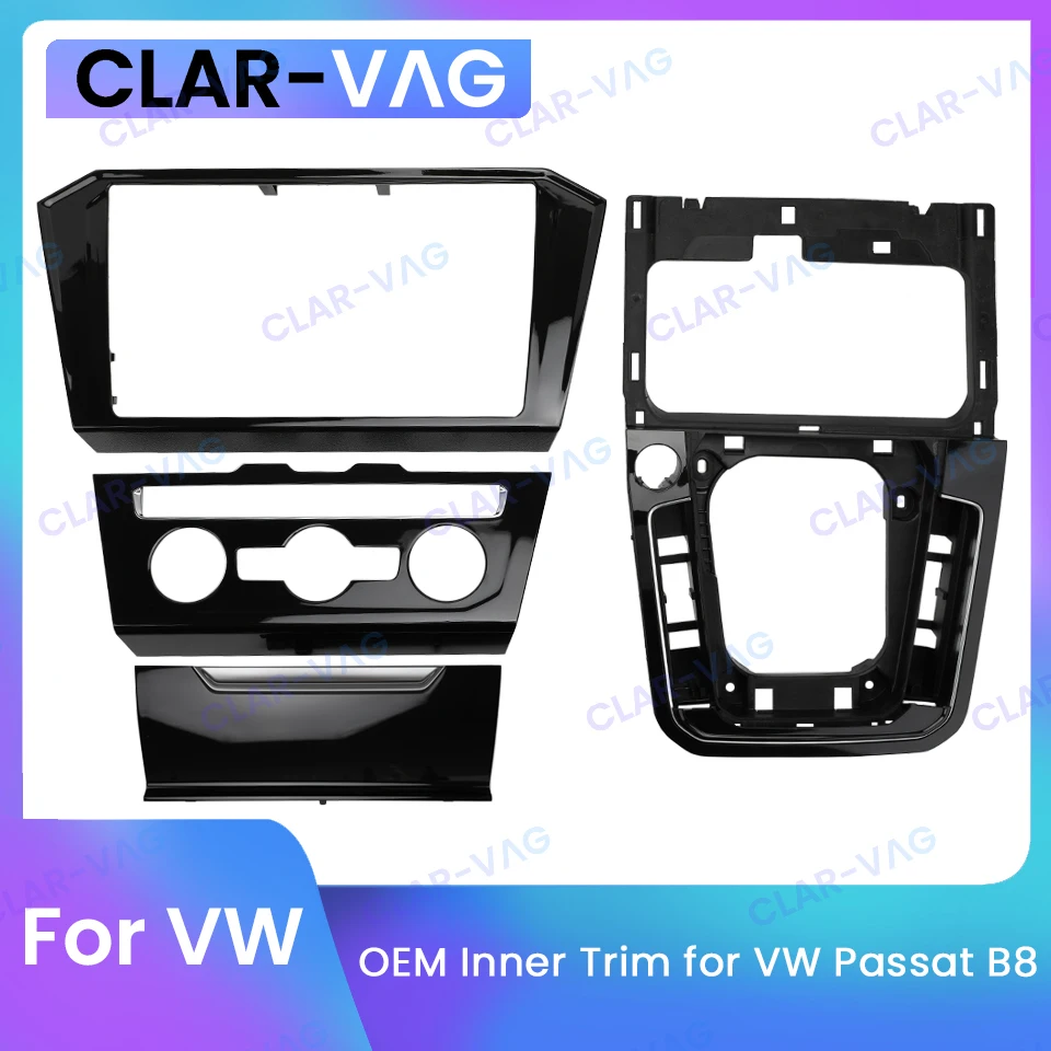 Panel Frame Air Conditioning Ashtray Cover Shift Knob Basic Frame Piano Black For Vw Passat B8