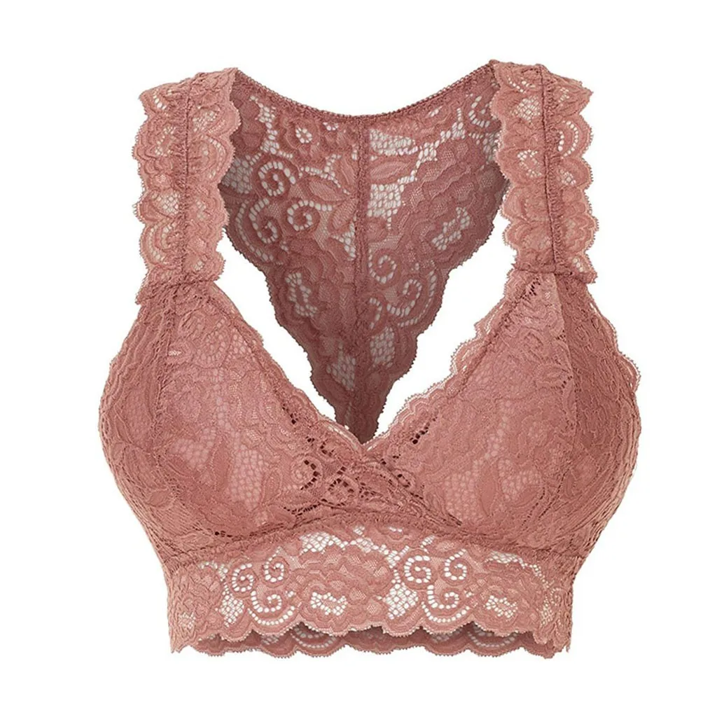 

New Women Wireless Lace Bra Push Up Bralette Sexy Lingerie Full Cup Backless Vest Ultrath Brassiere Soft Top S-3xl Underwear 5pc