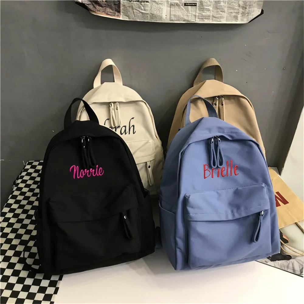 New Simple Large Capacity Female College Student Backpack Personalized Name Fashion Boys Girls Backpack High School Schoolbags