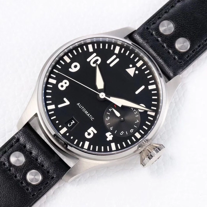 

Мужские механические часы Big Pilot автоматические черные кожаные часы