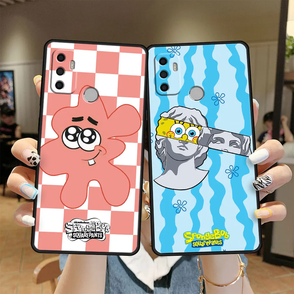 

Celular Case for Oppo A9 A5 A74 A15 A93 A16 A53 2020 A72 A52 A12 A93 F19 A32 A15s A5s A54 SpongeBobs Arts Silicone Back Style