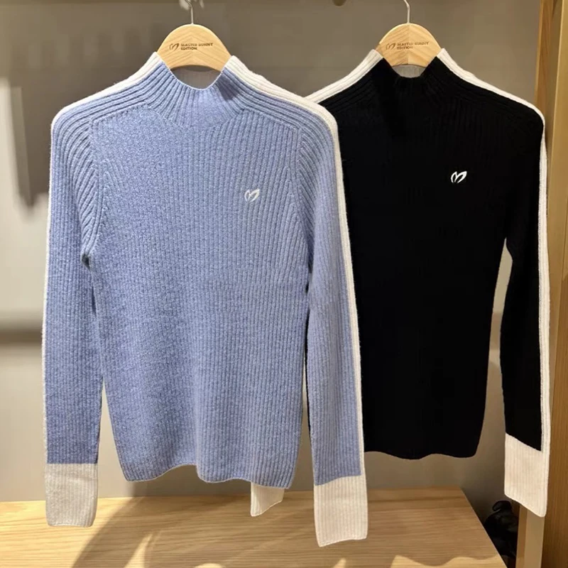 

Пуловер с воротником-хомутом Женский, вязаный теплый слегка плотный свитер для гольфа с длинным рукавом, спортивная одежда для гольфа