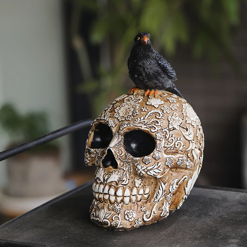 Retro Skull Skeleton Head Model Gothic Halloween Style Photo Prop Home Event Party Decoration Game Supplies |