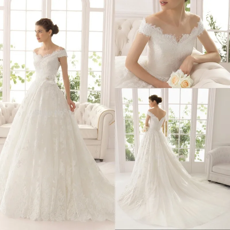 

Новинка 2016, модные великолепные свадебные платья, кружевное свадебное платье с длинным шлейфом и открытыми плечами