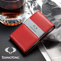 new pu leather business card case magnetic flip cover for ssangyong kyron actyon korando rexton bank card credit card holder
