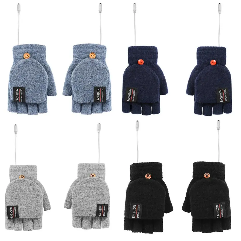 

New USB Clamshell Gloves USB Warm Double-sided Heating Half-finger Gloves Cycling Fishing Camping & Hiking Winter Keep Warm Hot