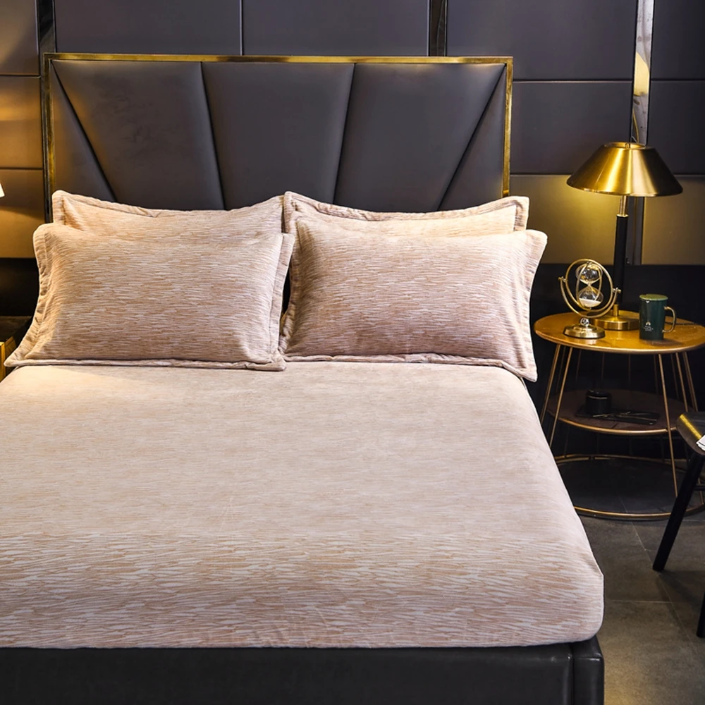 

Однотонная зимняя теплая фланелевая плюшевая простыня супер мягкая двуспальная простыня эластичный Чехол защита матраса 200x220 см