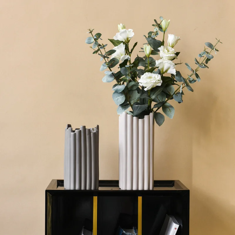 

Керамическая ваза в скандинавском стиле, креативная Асимметричная Геометрическая художественная сухая Цветочная кастрюля, украшение для ...