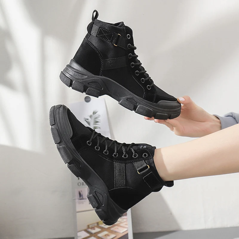 High Quality Platform Ankle Boots Women Breathable Lace-Up Non-Slip Desert Boots Woman Thick Bottom Casual Shoes Botas Mujer