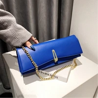 fashionable elegant solid color klein blue chain women crossbody bags blue shoulder bag