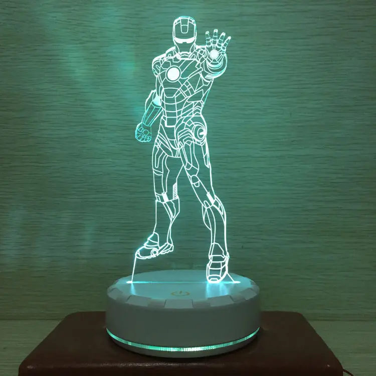 3D светодиодный ночник Marvel Железный человек светильник льник для детской спальни