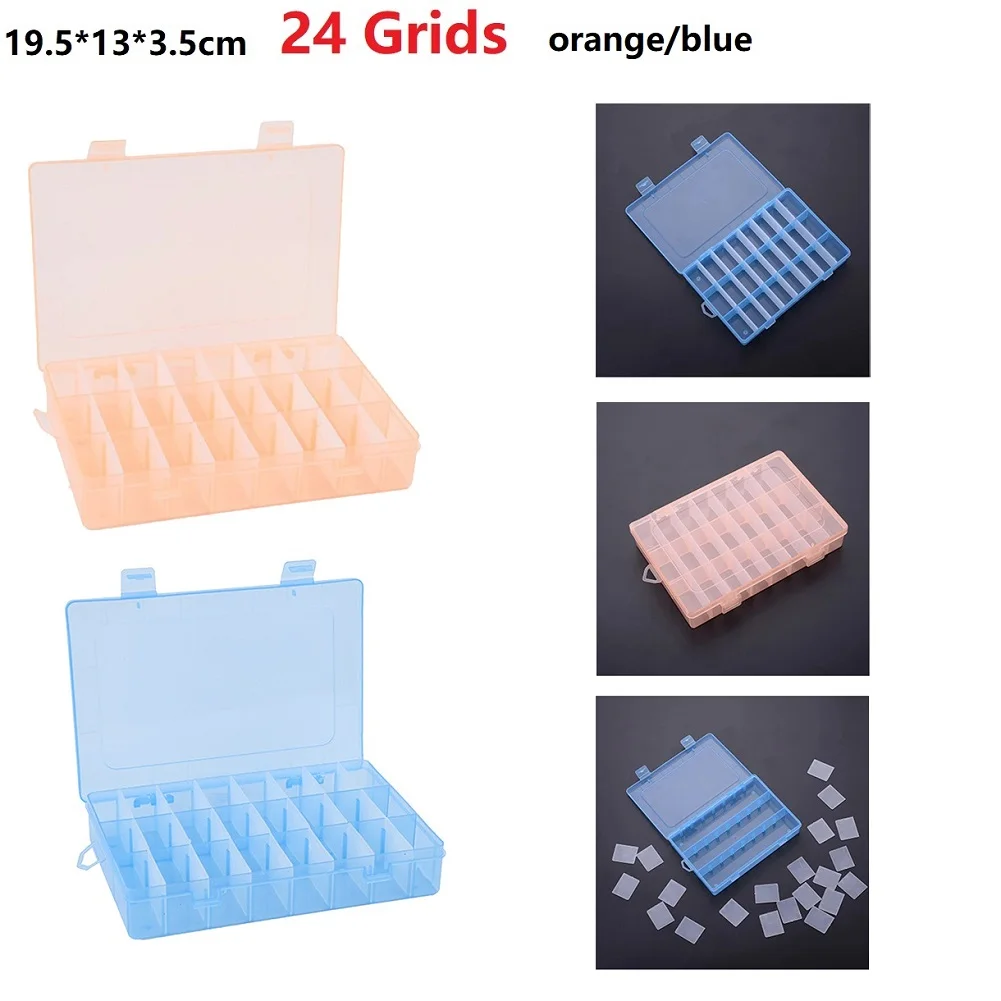 

24 Grids Compartment Plastic Storage Box Jewelry Bead Screw Holder Case Organizer Container Display Tool Organizer Bins Box