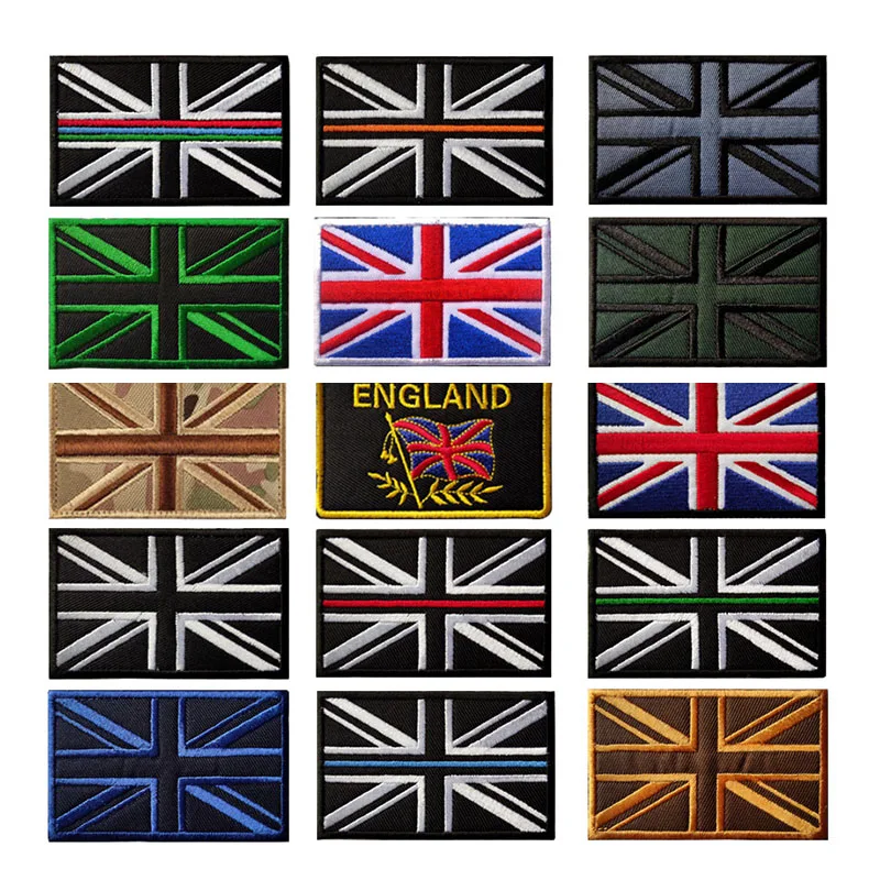 

8*5cm Hot Selling British Flag Embroidered Velcro Rice flag tactical badge armband Camouflage Great Britain Morale Patch Label