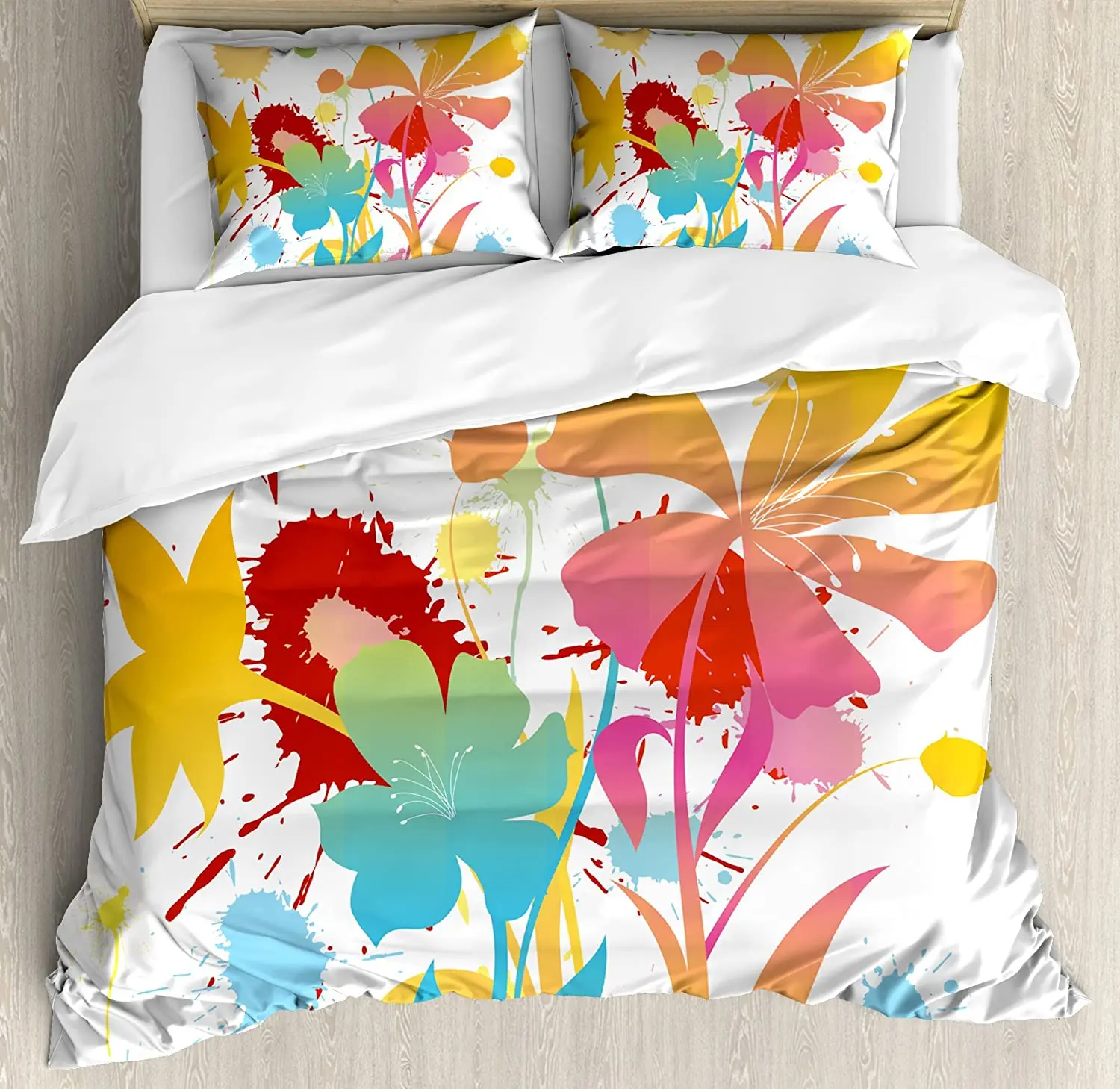 

Цветной Комплект постельного белья для спальни, кровати, дома, гавайская пляжная вечеринка, тема с живыми цветами, пододеяльник, пододеяльн...