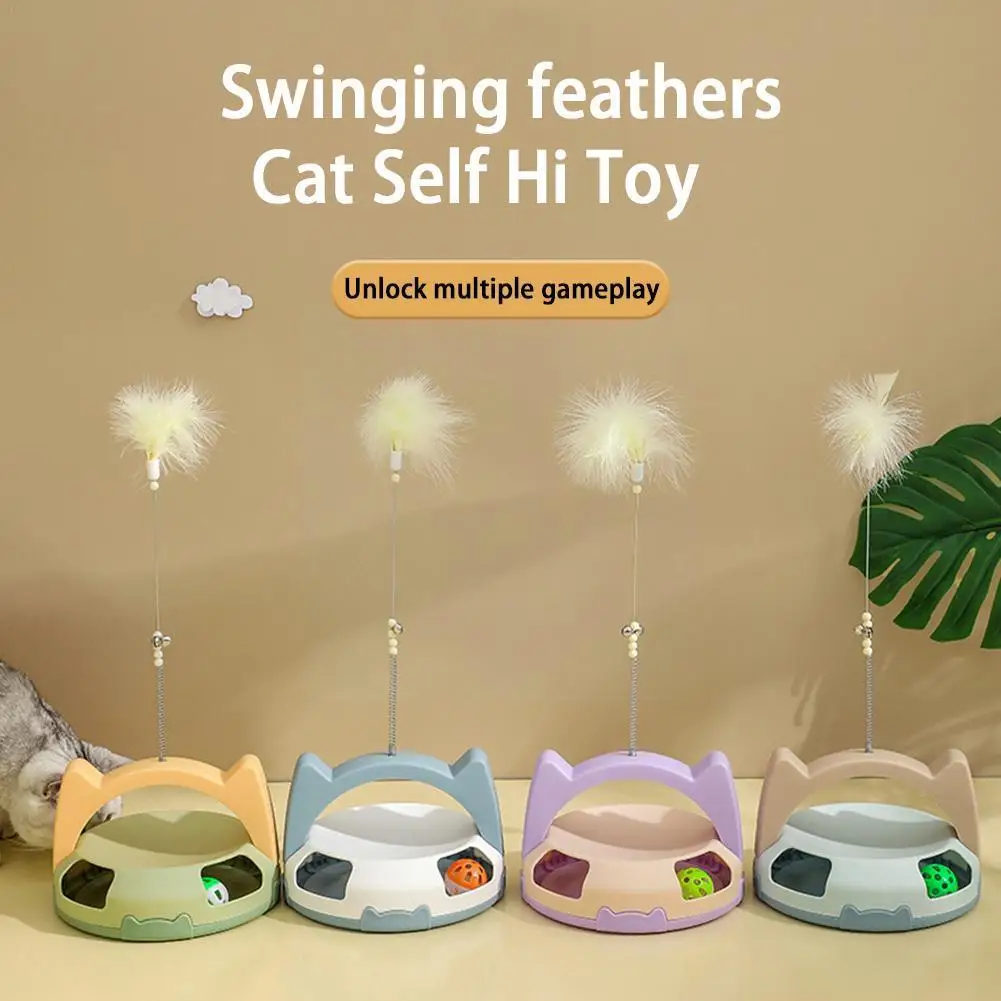 

Funny Cat Toy Bite-Resistant Artifact Teasing Cat Stick Training Feather Toy Ball Turntable Cat Wand With Interactive Bell D2Q6